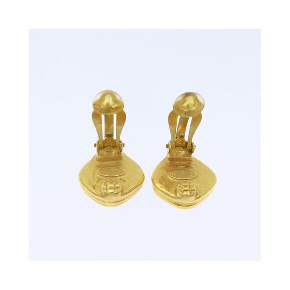 Pre Loved Chanel Grey Resin CC Logo Clipon Earrings Women Gold - Picture 6 of 7
